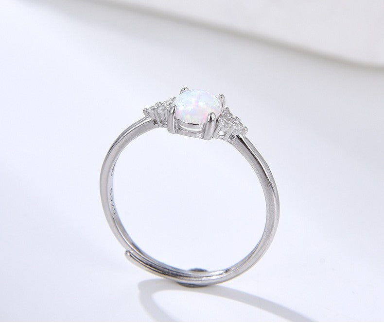 Anello Clemora™ – Con pietra Opale e Argento 925 - Regolabile