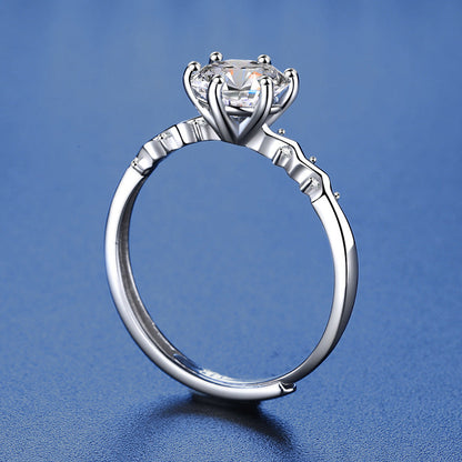 Anello Celestia™ – Argento 925 - Moissanite Certificata - Taglia unica regolabile