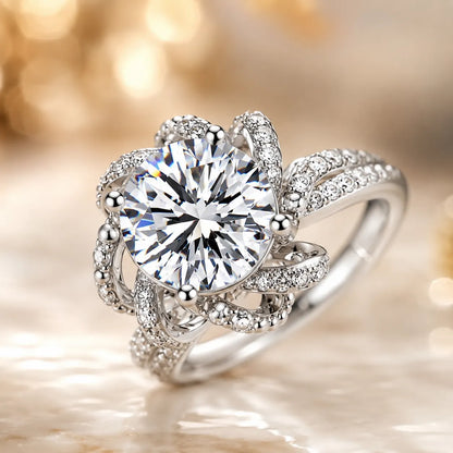 Rosebloom™ 2ct Moissanite Ring - S925 Silver - Adjustable Fit