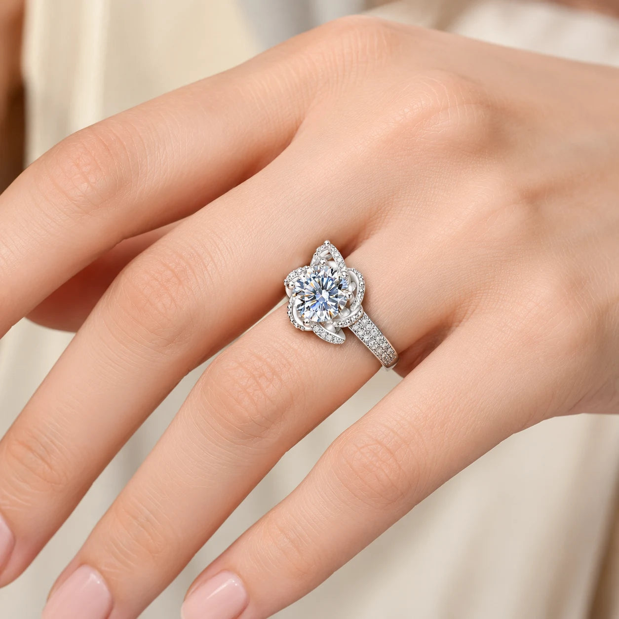 Rosebloom™ 2ct Moissanite Ring - S925 Silver - Adjustable Fit