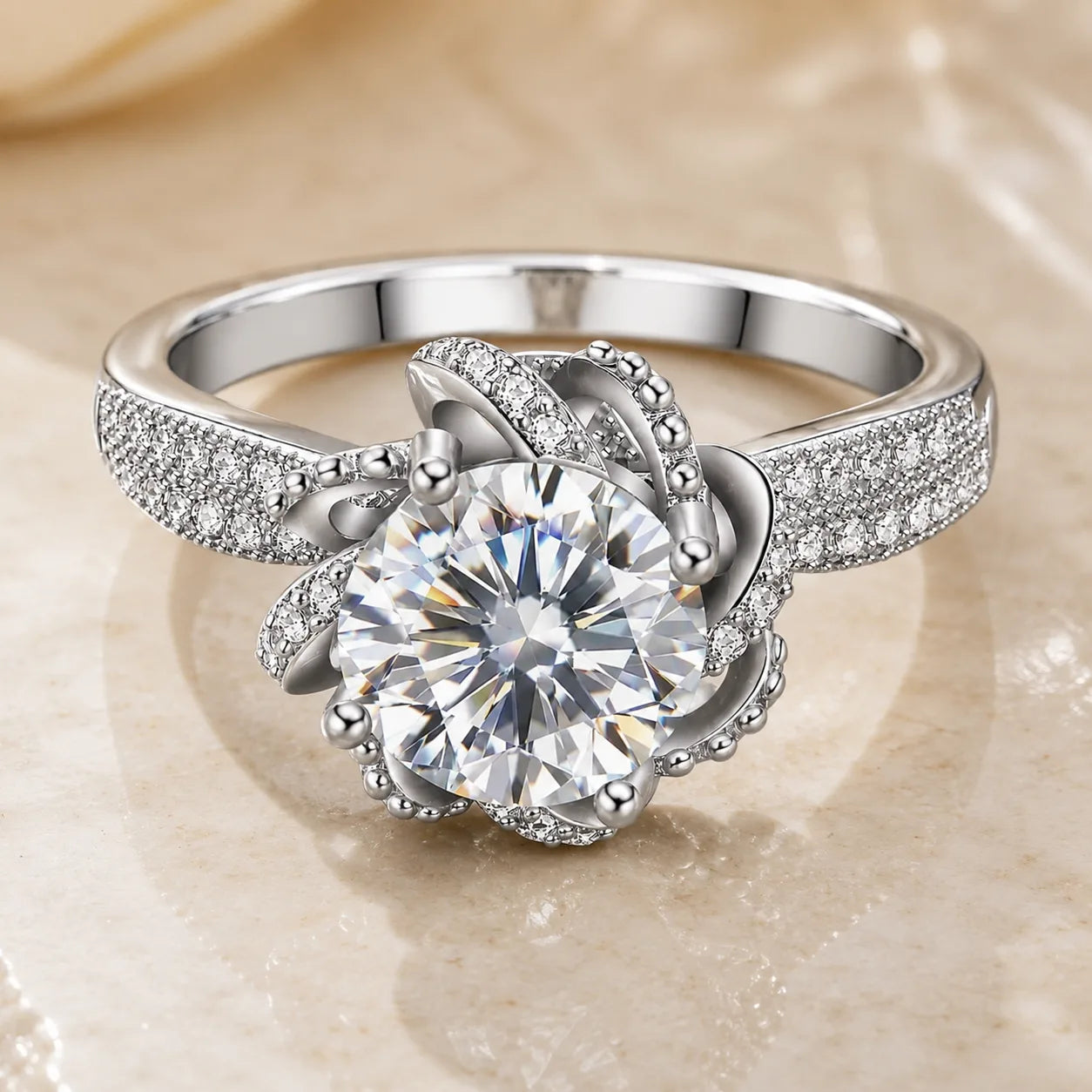 Rosebloom™ 2ct Moissanite Ring - S925 Silver - Adjustable Fit